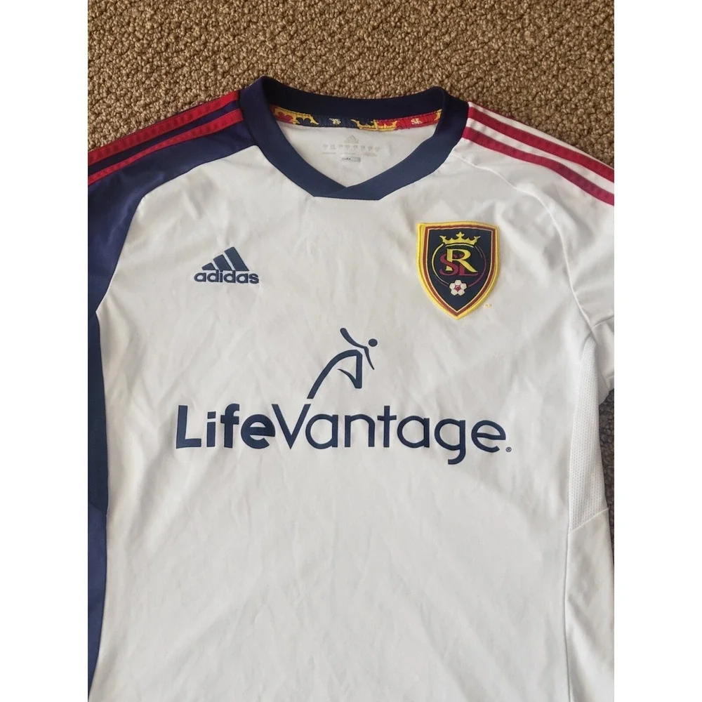 Adidas MLS  White Real Salt Lake LifeVantage Soccer Jersey Men's Size S 2013 VTG